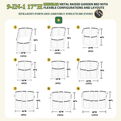 Veikous 9-in-1 Modular Metal Raised Garden Bed Kit