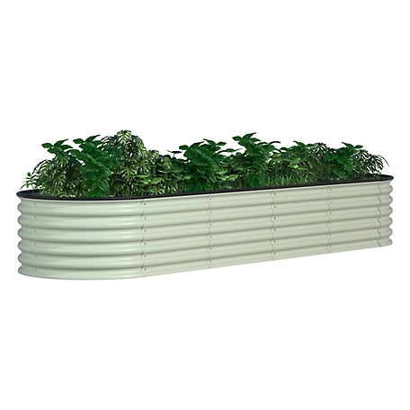 Veikous Metal Raised Garden Bed for Vegetables and Flowers, Pearl White