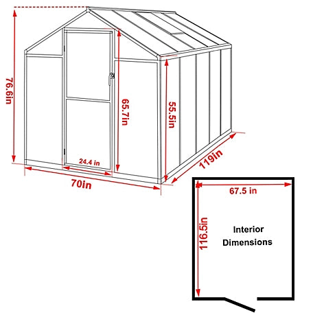 Veikous 6 ft. x 10 ft. Walk-In Garden Greenhouse with Adjustable Roof for Outdoor