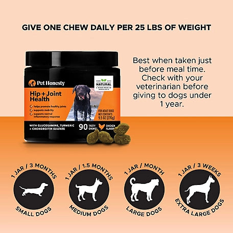 Pet Honesty Hip + Joint Health Chicken Flavor Soft Chews Dog Supplements