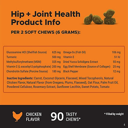 Pet Honesty Hip + Joint Health Chicken Flavor Soft Chews Dog Supplements