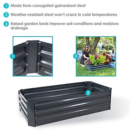 Sunnydaze Decor 236 qt. Galvanized Steel Raised Garden Beds, 2-Pack