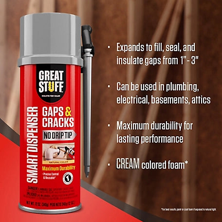GREAT STUFF Smart Dispenser Gaps and Cracks Insulating Foam Sealant, 12 oz.