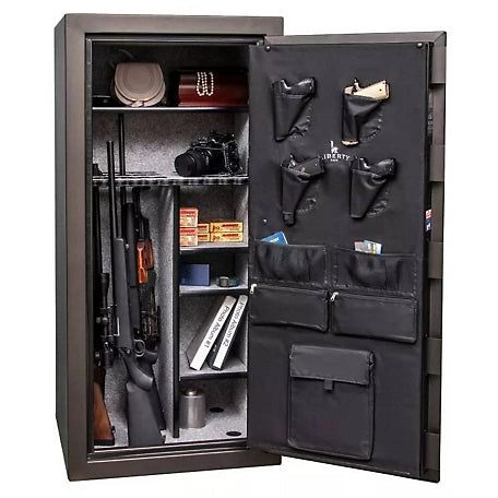 Liberty Safe Revere, 42 Long Gun + 4 Handgun, E-Lock, 3 Spoke Handle, 40 Min Gun Safe, Midnight Bronze