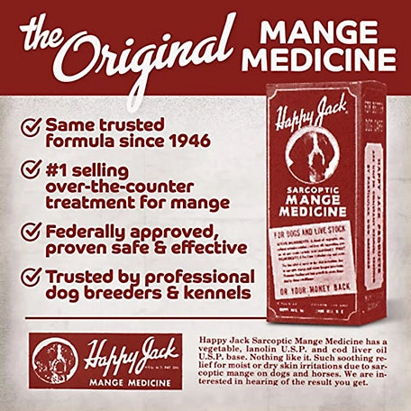 Happy Jack Mange Medicine for Dogs, 8 oz.