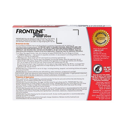 Frontline Plus Flea and Tick Topical Treatment for Dogs 89-132 lb., 3 ct.