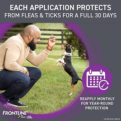 Frontline Plus Flea and Tick Topical Treatment for Dogs Up to 22 lb., 3 ct.