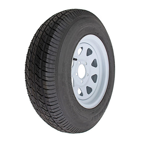 Carry-On Trailer 14 in ST205/75D14 Bias 6-Ply Trailer Tire and White Mod Wheel 5 Lug on 4.5 in, 20514T