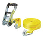 Smart Straps 2 in. x 27 ft. Ratchet with Double J-Hook, 3,333 lb. Capacity, Yellow