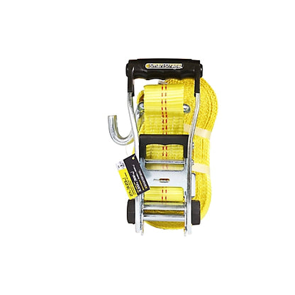 Smart Straps 2 in. x 27 ft. Ratchet with Double J-Hook, 3,333 lb. Capacity, Yellow