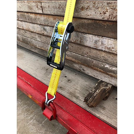 Smart Straps 2 in. x 27 ft. Ratchet with Double J-Hook, 3,333 lb. Capacity, Yellow