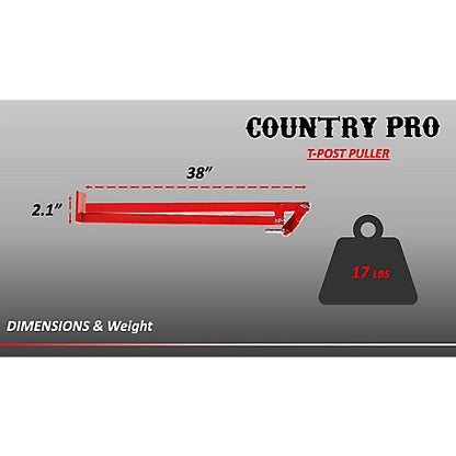 Country Pro T-Post Puller - Easily Removes Studded T-Posts - Durable Lightweight Design - YTL-017-084