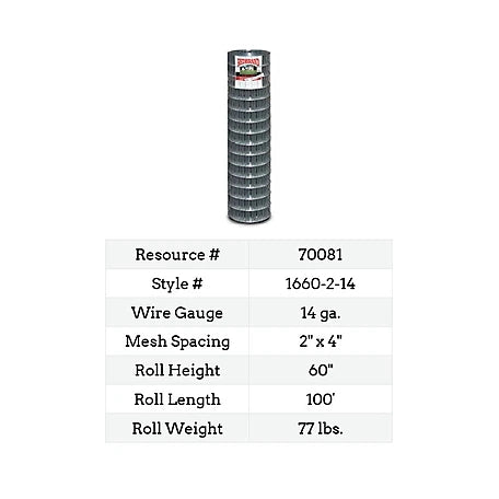 Red Brand 100 ft. x 60 in. Welded Wire Fence with 2 in. x 4 in. Mesh