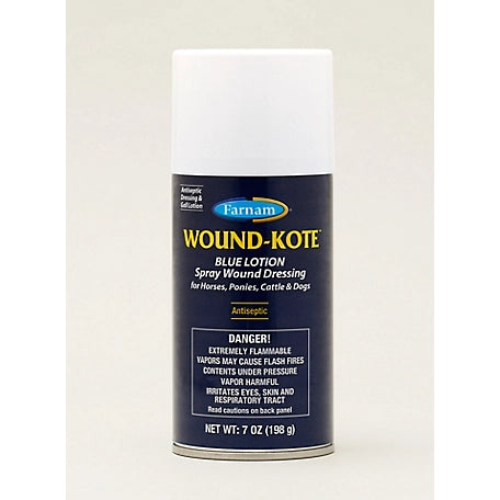 Farnam Wound-Kote Blue Lotion Spray Wound Dressing for Horses, Cattles and More, 7 oz.