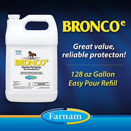 Farnam Bronco E Equine Fly Spray Plus Citronella Scent, 1 gal.