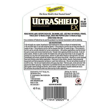 Absorbine UltraShield EX Insecticide and Repellent for Horses, 40 oz.