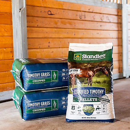 Standlee Premium Western Forage Certified Timothy Grass Hay Pellet Horse Feed, 40 lb.