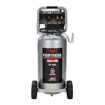 FORTRESS 27 Gallon, 200 PSI High Performance Oil-Free Vertical Shop/Auto Air Compressor