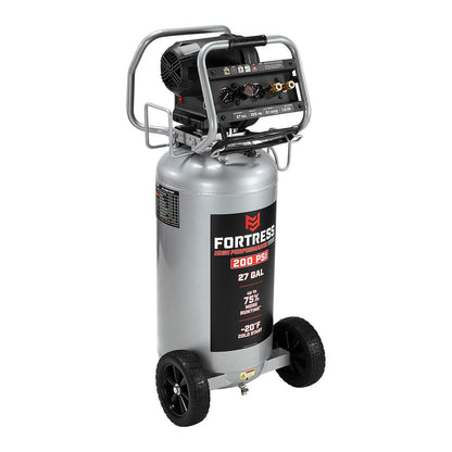 FORTRESS 27 Gallon, 200 PSI High Performance Oil-Free Vertical Shop/Auto Air Compressor