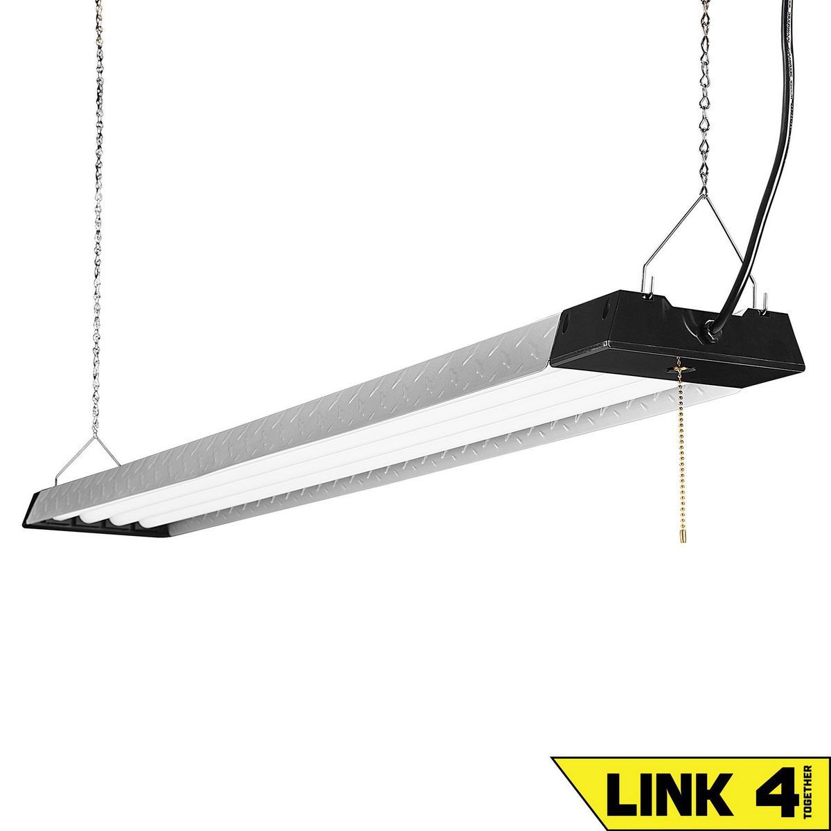 BRAUN 10,000 Lumen, 4 Ft. Linkable Diamond Plate LED Hanging Shop Light