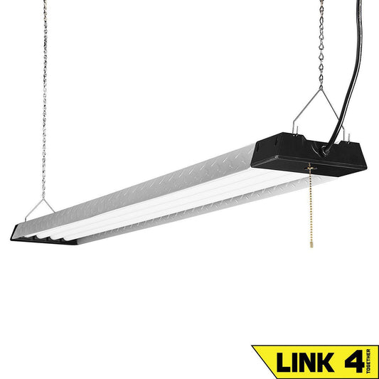 BRAUN 10,000 Lumen, 4 Ft. Linkable Diamond Plate LED Hanging Shop Light