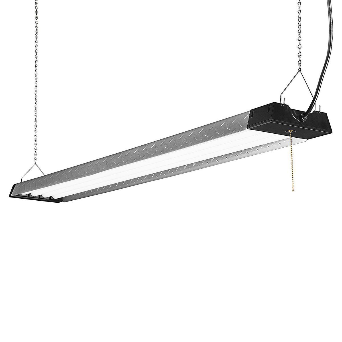 BRAUN 10,000 Lumen, 4 Ft. Linkable Diamond Plate LED Hanging Shop Light