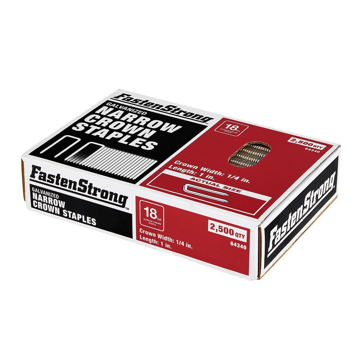 FASTENSTRONG 18 GA x 1/4 in. Crown 1 in. Galvanized Staples, 2500 Piece