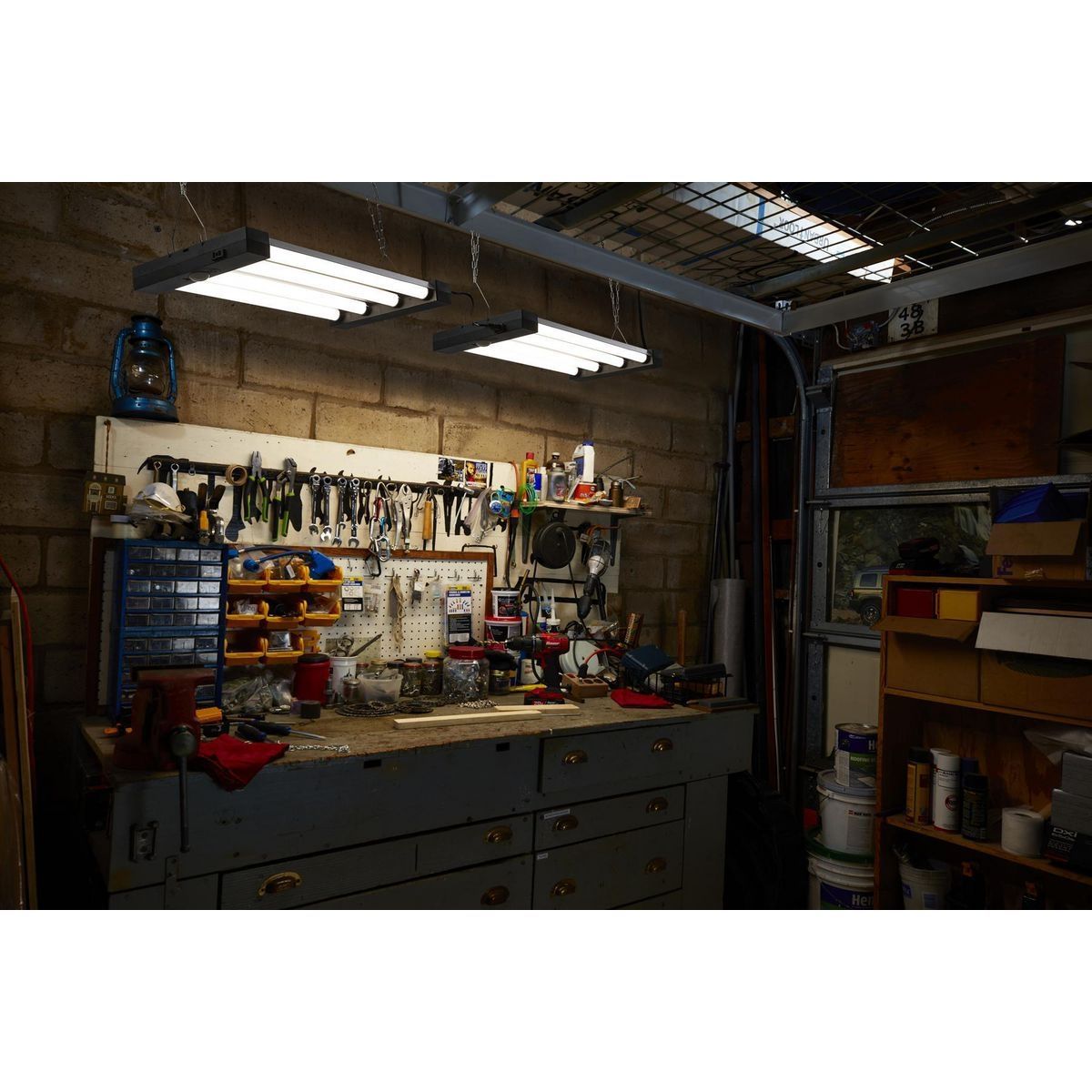 BRAUN 7000 Lumen, 2 Ft. Linkable Motion Sensing LED Hanging Shop Light