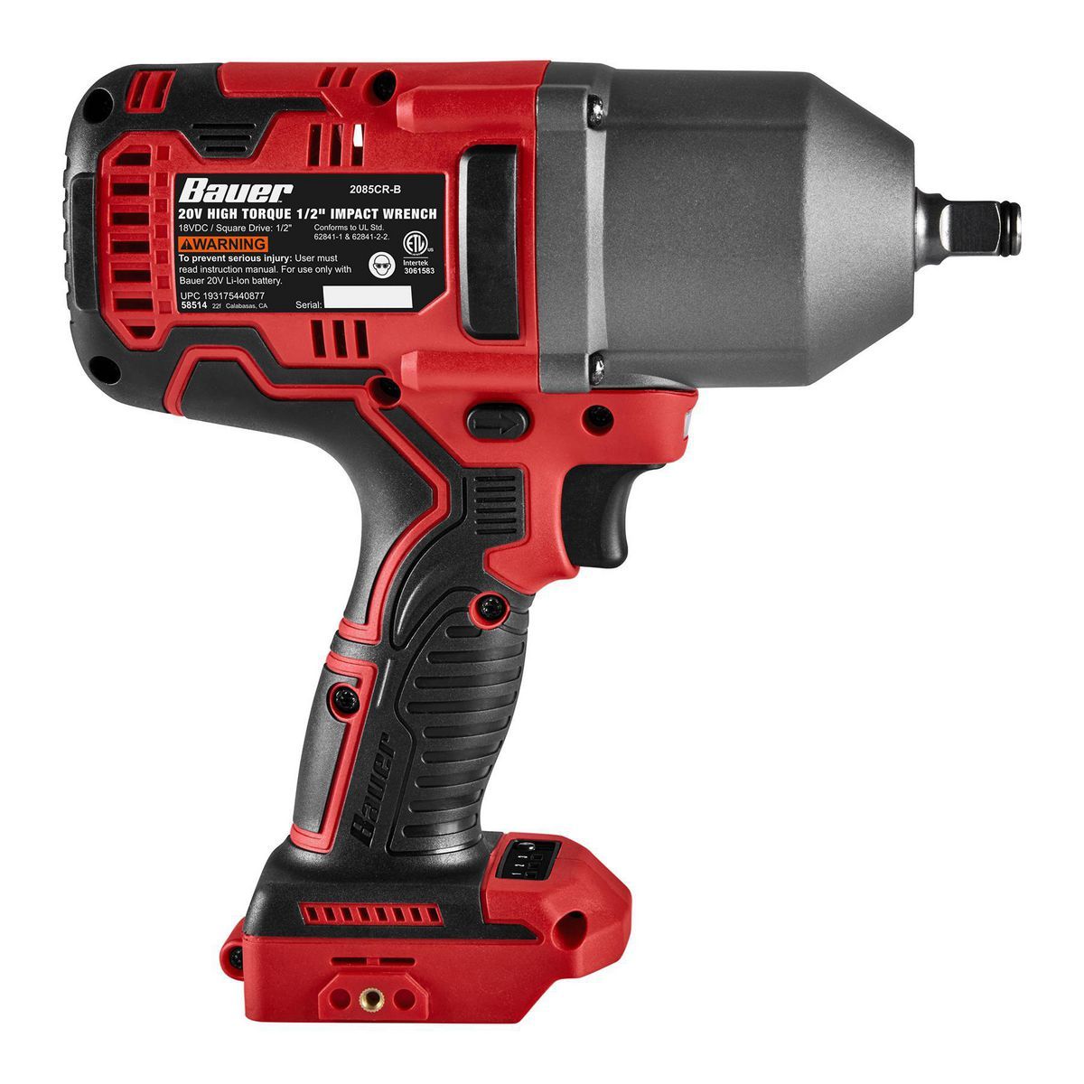 BAUER 20V Brushless Cordless 1/2 in. High-Torque Impact Wrench - Tool Only