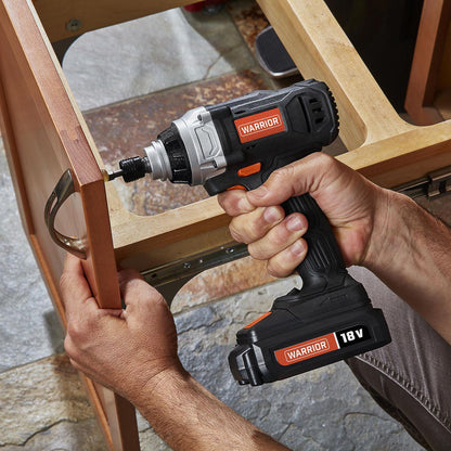 WARRIOR 18V Cordless 1/4 in. Hex Impact Driver Kit with Battery and Charger