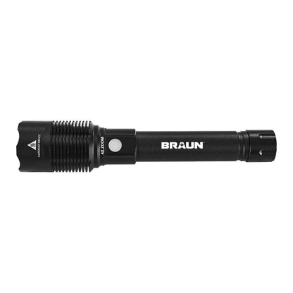 BRAUN 7000 Lumen Rechargeable Waterproof LED Flashlight with Battery Bank