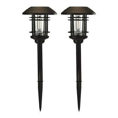 LUMINAR OUTDOOR 8 Lumen 19 in. Solar LED Bronze Finish Glass Pathway Lights, 2 Pack