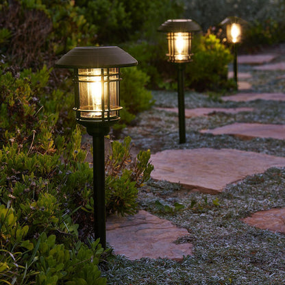 LUMINAR OUTDOOR 8 Lumen 19 in. Solar LED Bronze Finish Glass Pathway Lights, 2 Pack