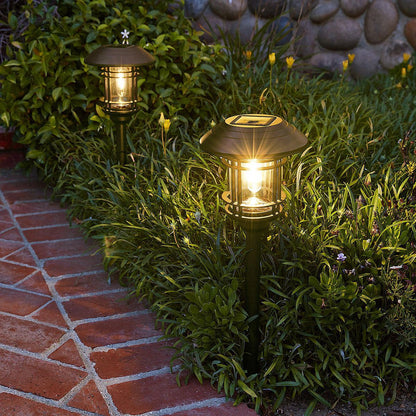 LUMINAR OUTDOOR 8 Lumen 19 in. Solar LED Bronze Finish Glass Pathway Lights, 2 Pack