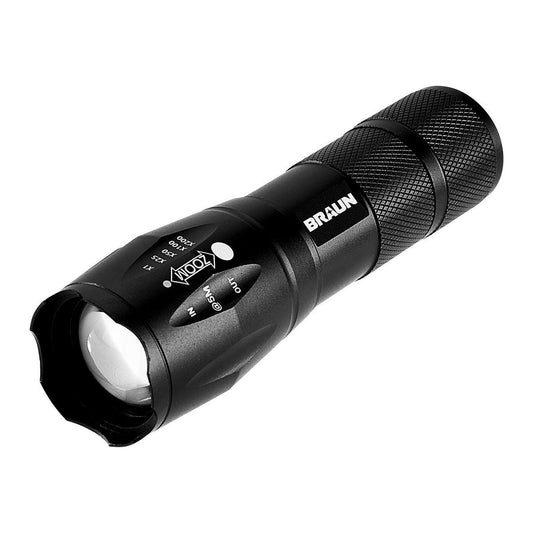 BRAUN 590 Lumen Tactical LED Flashlight, Black