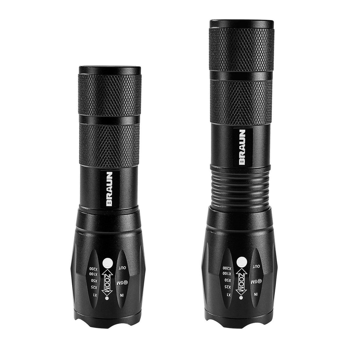 BRAUN 590 Lumen Tactical LED Flashlight, Black