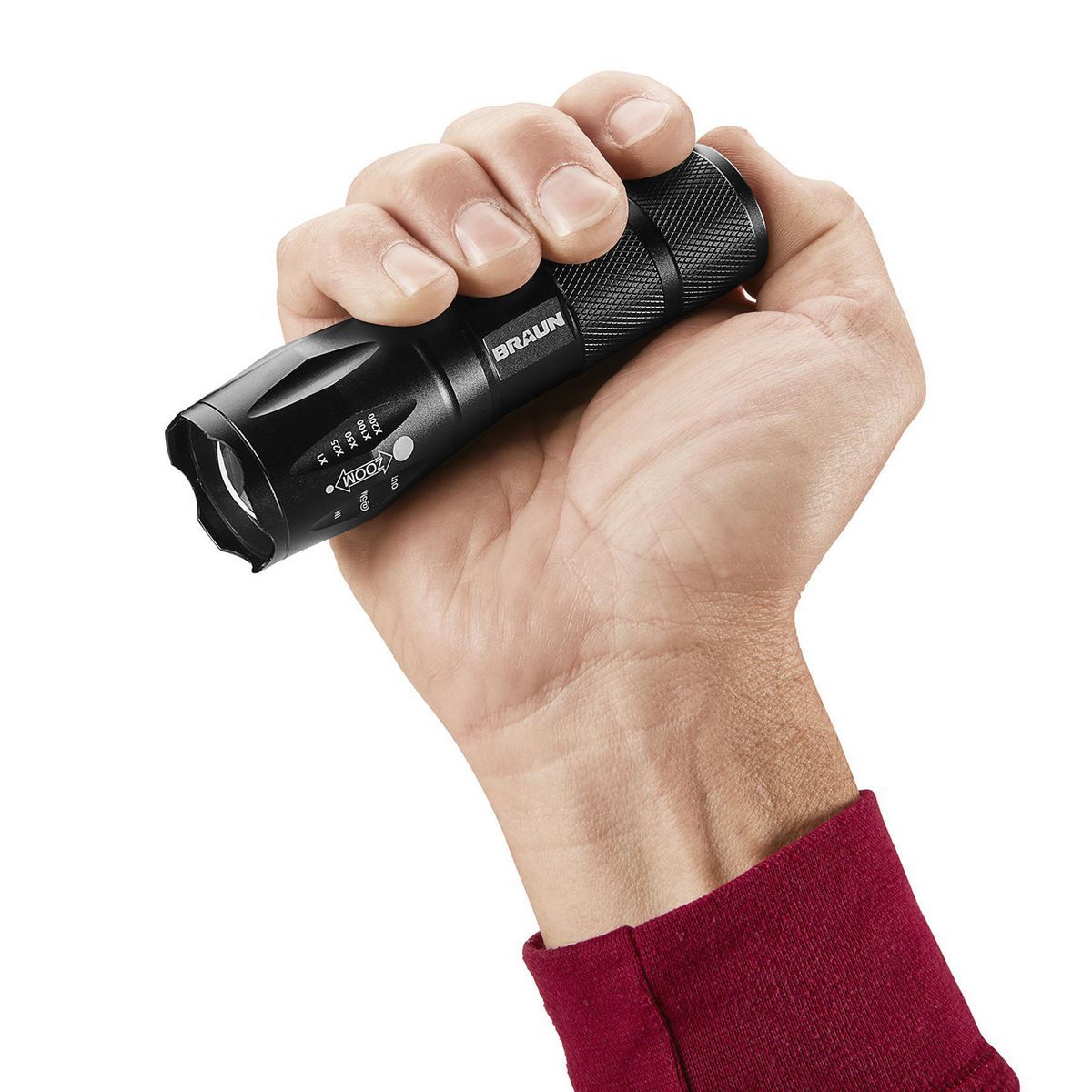 BRAUN 590 Lumen Tactical LED Flashlight, Black