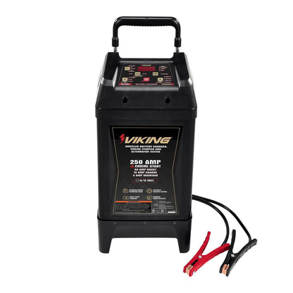 VIKING 2/15/50/250 Amp 6/12V Wheeled Battery Charger, Engine Starter, and Alternator Tester