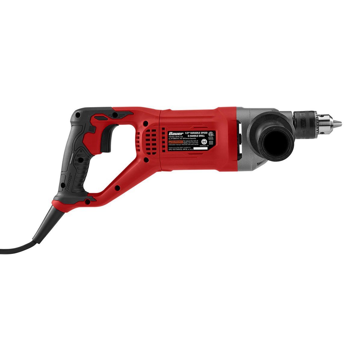 BAUER 9 Amp, 1/2 in. Variable-Speed D-Handle Drill