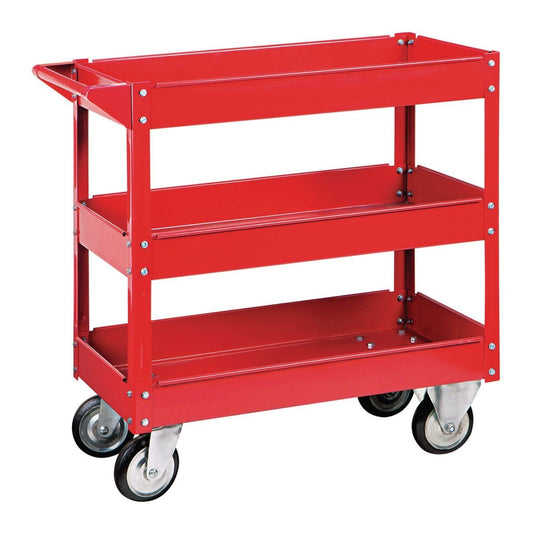 U.S. GENERAL 30 in. x 16 in. Three Shelf Steel Service Cart, Red