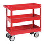 U.S. GENERAL 30 in. x 16 in. Three Shelf Steel Service Cart, Red