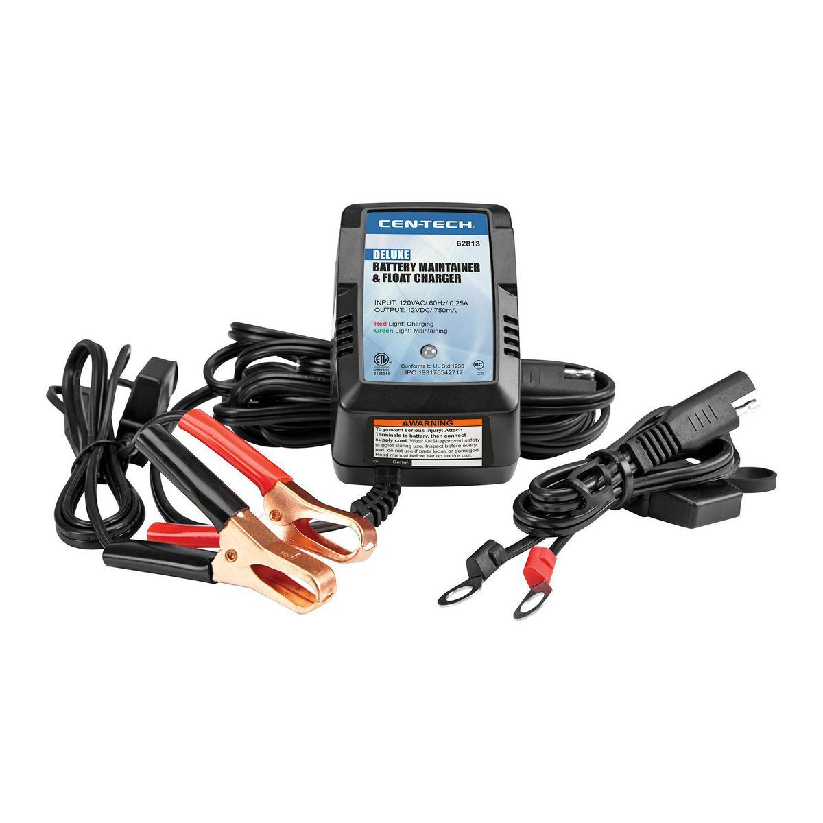 CEN-TECH 12V Deluxe Battery Maintainer and Float Charger