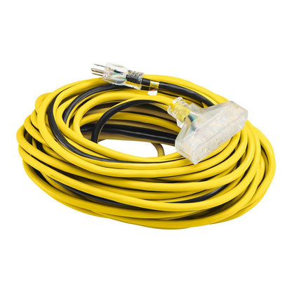 VANGUARD 100 ft. x 12/3 Gauge Multiple Outlet Extension Cord with Indicator Light, Yellow, Black