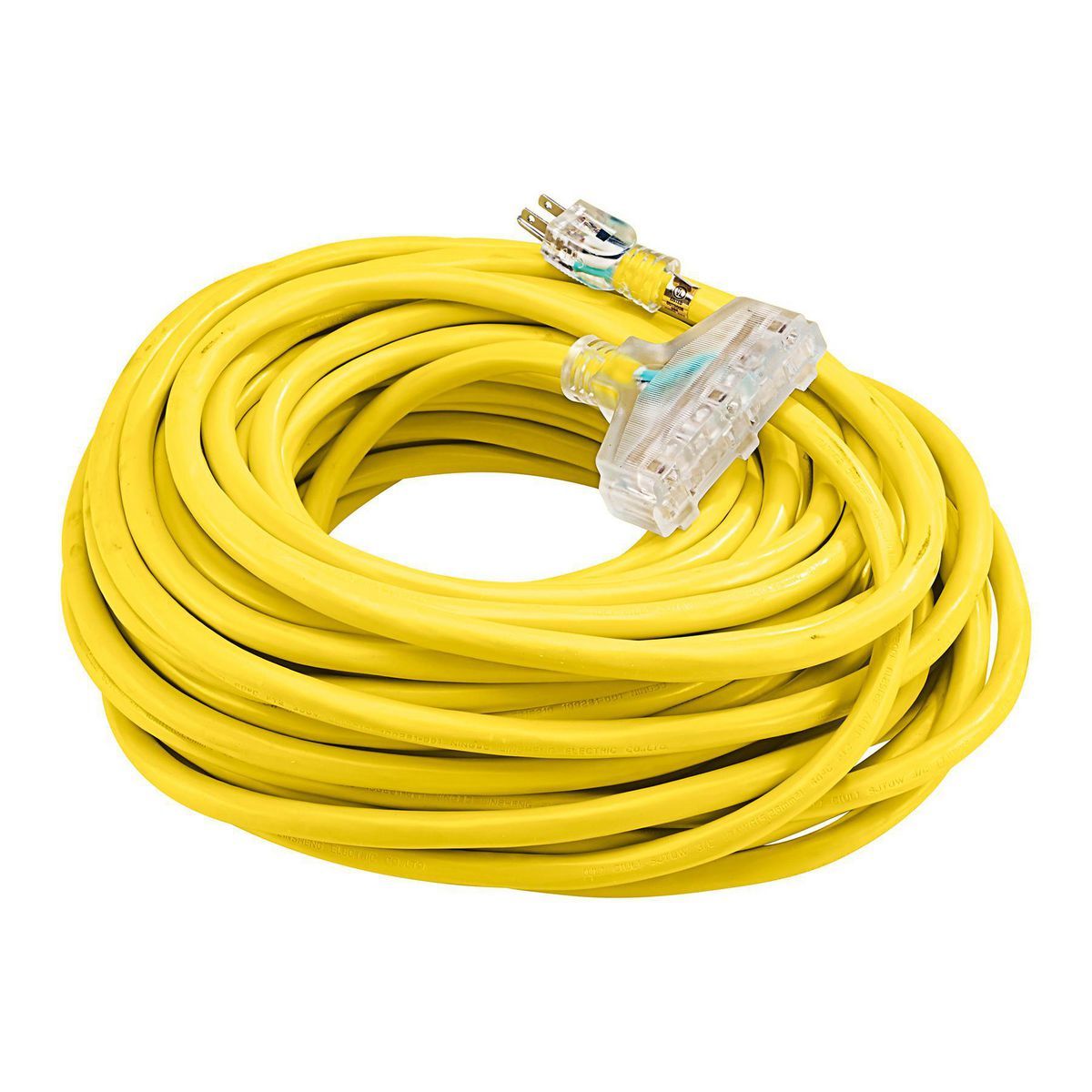 VANGUARD 100 ft. x 10/3 Gauge Triple Tap Extension Cord, Yellow