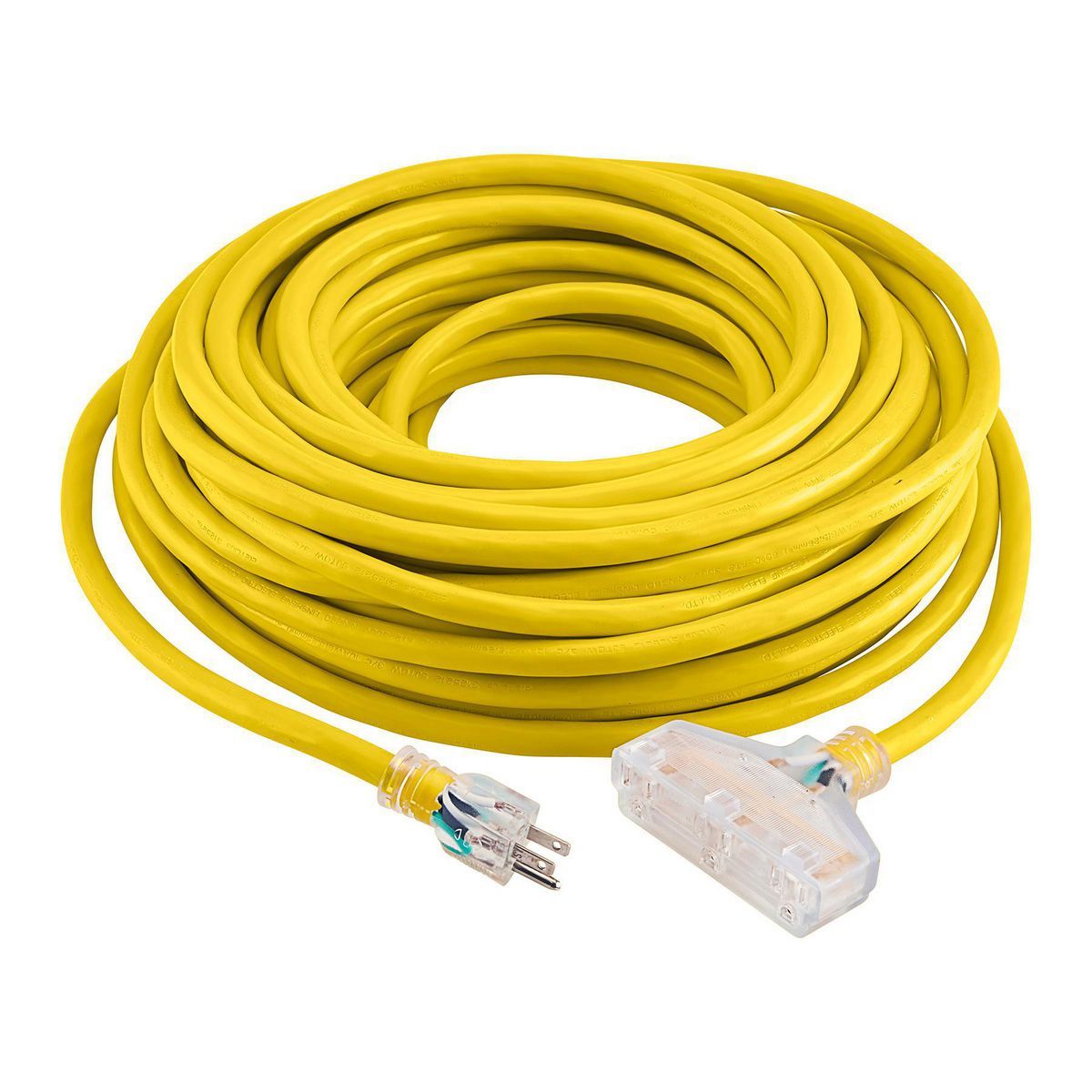 VANGUARD 100 ft. x 10/3 Gauge Triple Tap Extension Cord, Yellow