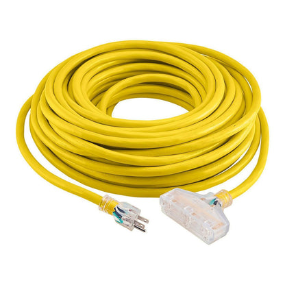 VANGUARD 100 ft. x 10/3 Gauge Triple Tap Extension Cord, Yellow