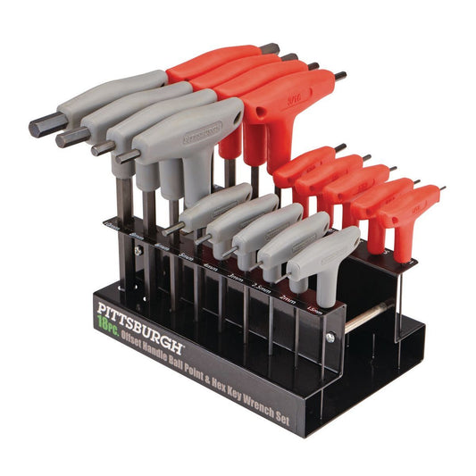 PITTSBURGH SAE and Metric T-Handle Ball End Hex Key Set, 18 Piece