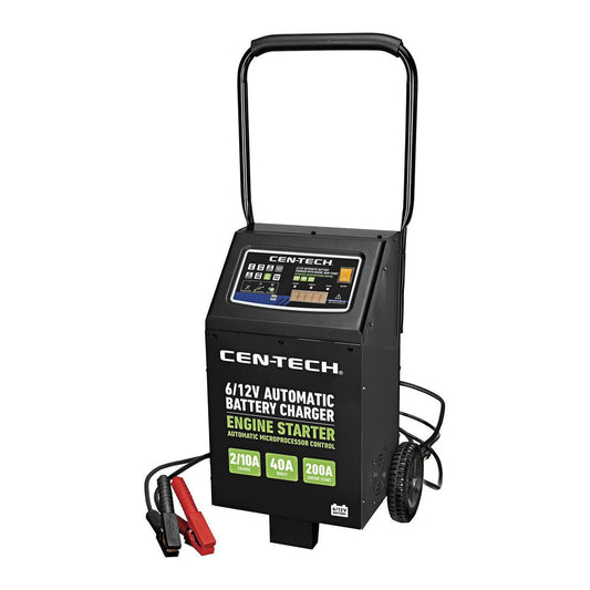 CEN-TECH 2/10/40/200 Amp, 6/12V Automatic Battery Charger with Engine Jump Start