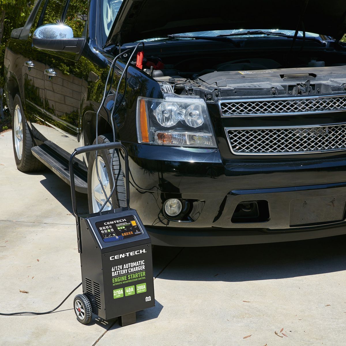 CEN-TECH 2/10/40/200 Amp, 6/12V Automatic Battery Charger with Engine Jump Start