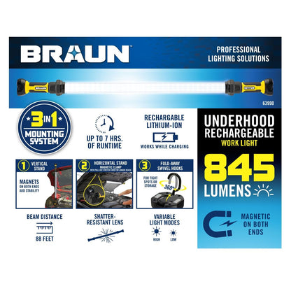 BRAUN 845 Lumen LED Rechargeable Underhood Work Light